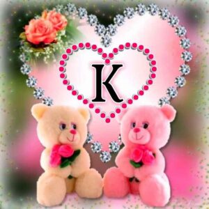 Stylish K Name Dp with Teddy Bear Hd Free Download